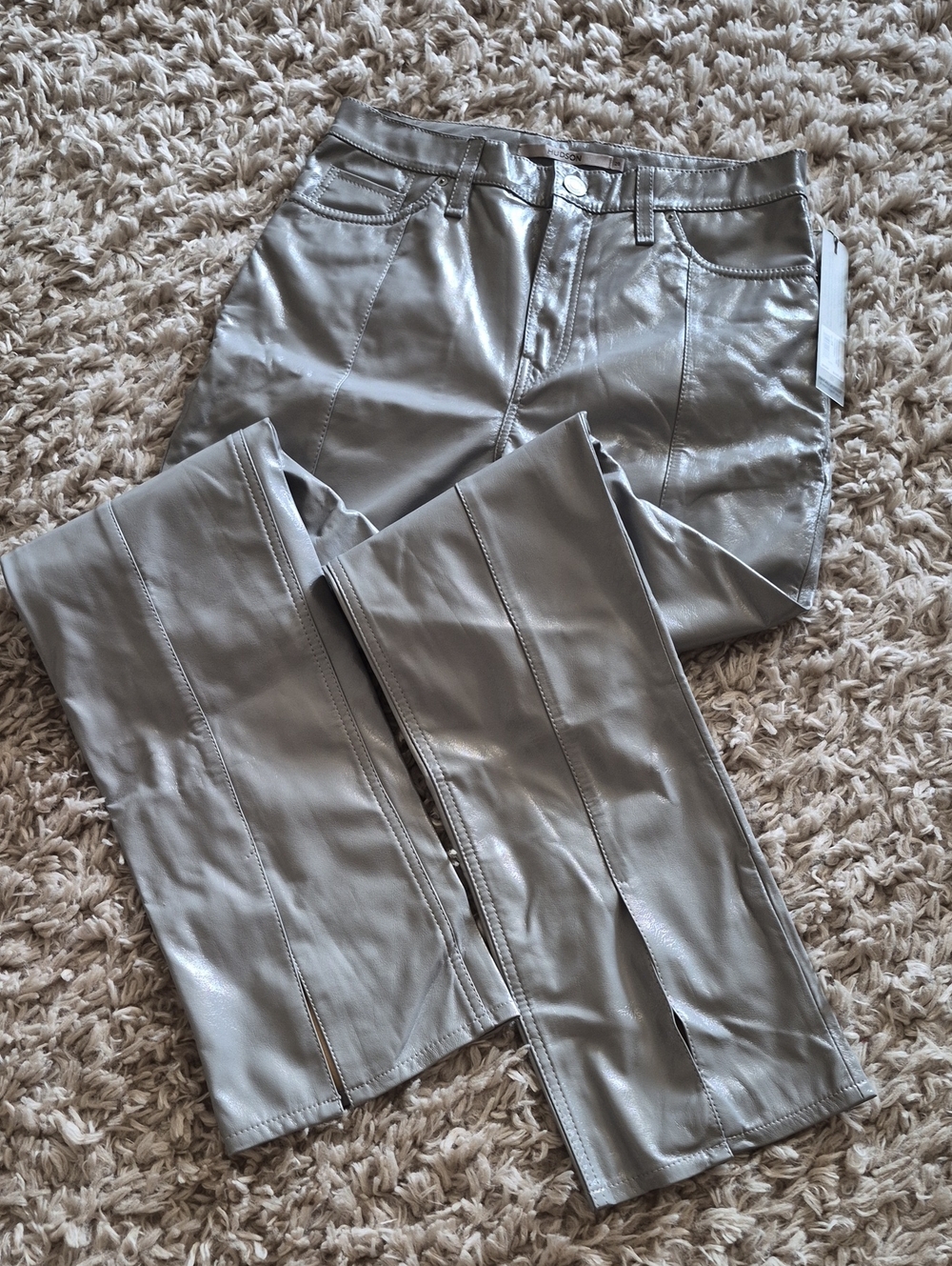 Ultimate Grey Illusion  Leather Pants with Panel Stitching